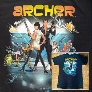 ARCHER CARTOON TSHIRT BLACK ACTION ANTI-HERO FAN TEE SHIRT UNISEX MEDIUM